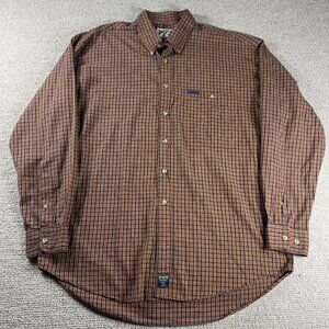 Vintage Paco Plaid Long Sleeve Button Up Shirt Orange Men’s Size XL